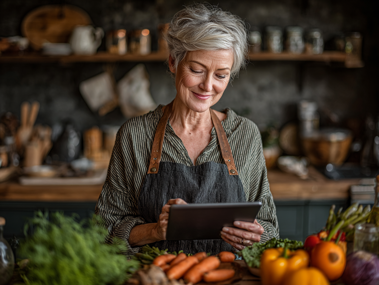 Група активних людей середнього віку під час спільної трапези